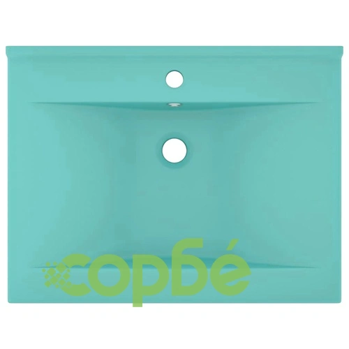 Луксозна мивка отвор за кран светлозелен мат 60x46 см керамика ➤ топ цена ➤ sorbe.bg