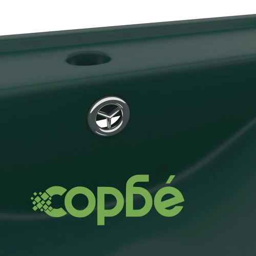 Луксозна мивка с отвор за кран тъмнозелен мат 60x46 см керамика ➤ топ цена ➤ sorbe.bg