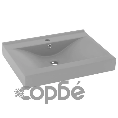Луксозна мивка с отвор за кран светлосив мат 60x46 см керамика ➤ топ цена ➤ sorbe.bg