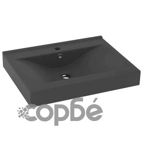 Луксозна мивка с отвор за кран тъмносив мат 60x46 см керамика ➤ топ цена ➤ sorbe.bg