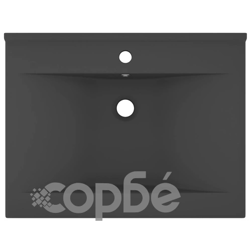 Луксозна мивка с отвор за кран тъмносив мат 60x46 см керамика ➤ топ цена ➤ sorbe.bg