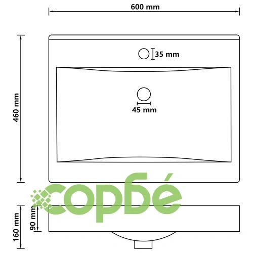 Луксозна мивка с отвор за кран черен мат 60x46 см керамика ➤ топ цена ➤ sorbe.bg