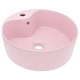 Луксозна мивка с преливник розов мат 36x13 см керамика
