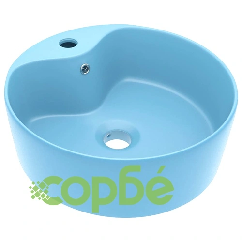 Луксозна мивка с преливник светлосин мат 36x13 см керамика ➤ топ цена ➤ sorbe.bg