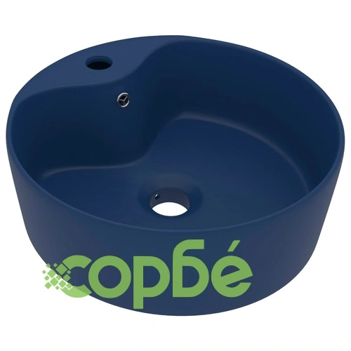 Луксозна мивка с преливник тъмносин мат 36x13 см керамика ➤ топ цена ➤ sorbe.bg