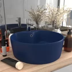 Луксозна мивка с преливник тъмносин мат 36x13 см керамика