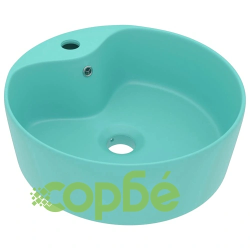 Луксозна мивка с преливник светлозелен мат 36x13см керамика ➤ топ цена ➤ sorbe.bg