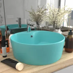 Луксозна мивка с преливник светлозелен мат 36x13см керамика