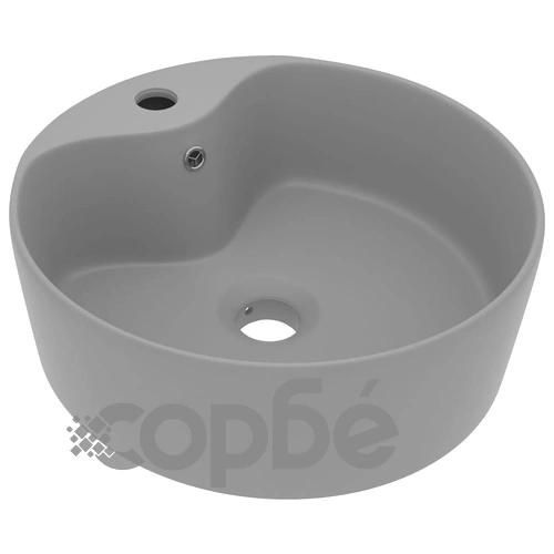 Луксозна мивка с преливник светлосив мат 36x13 см керамика ➤ топ цена ➤ sorbe.bg