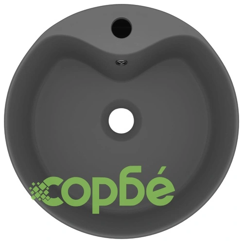 Луксозна мивка с преливник тъмносив мат 36x13 см керамика ➤ топ цена ➤ sorbe.bg