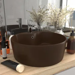 Луксозна мивка с преливник тъмнокафяв мат 36x13 см керамика