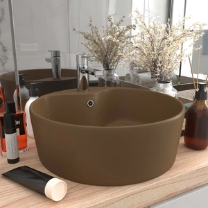 Луксозна мивка с преливник кремав мат 36x13 см керамика