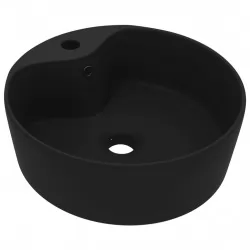 Луксозна мивка с преливник черен мат 36x13 см керамика 
