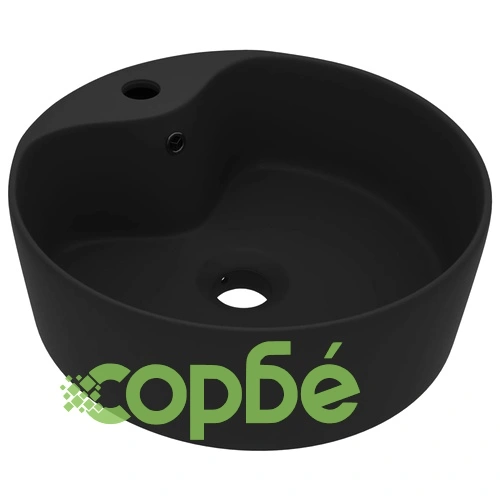 Луксозна мивка с преливник черен мат 36x13 см керамика  ➤ топ цена ➤ sorbe.bg