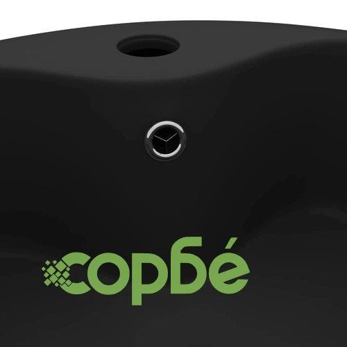 Луксозна мивка с преливник черен мат 36x13 см керамика  ➤ топ цена ➤ sorbe.bg