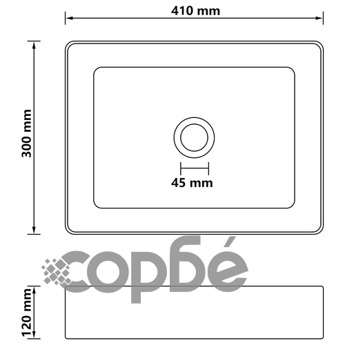 Луксозна мивка, матово бяла, 41x30x12 см, керамика ➤ топ цена ➤ sorbe.bg