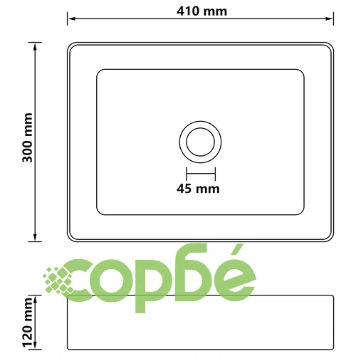 Луксозна мивка, матово тъмносива, 41x30x12 см, керамика  ➤ топ цена ➤ sorbe.bg