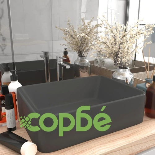 Луксозна мивка, матово тъмносива, 41x30x12 см, керамика  ➤ топ цена ➤ sorbe.bg