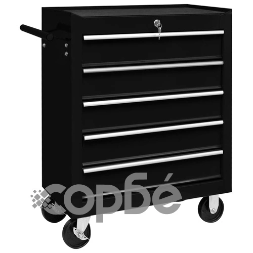 Количка за инструменти с 5 чекмеджета, черна ➤ топ цена ➤ sorbe.bg