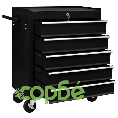 Количка за инструменти с 5 чекмеджета, черна ➤ топ цена ➤ sorbe.bg