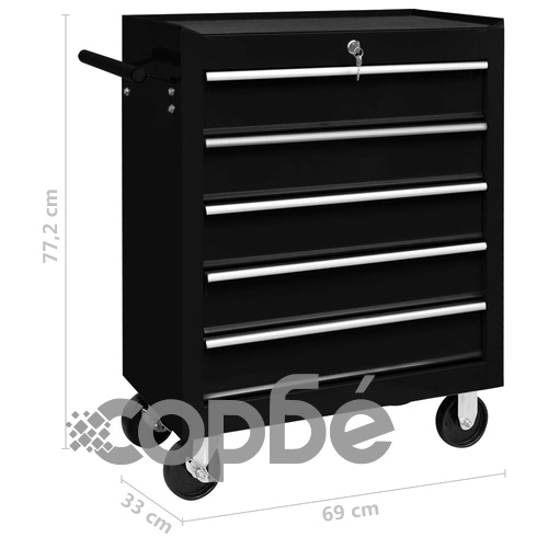 Количка за инструменти с 5 чекмеджета, черна ➤ топ цена ➤ sorbe.bg