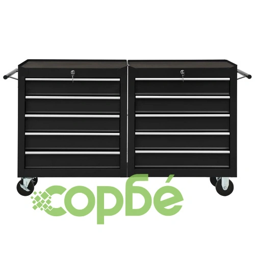 Количка за инструменти с 5 чекмеджета черна 69x33x77 см стомана  ➤ топ цена ➤ sorbe.bg