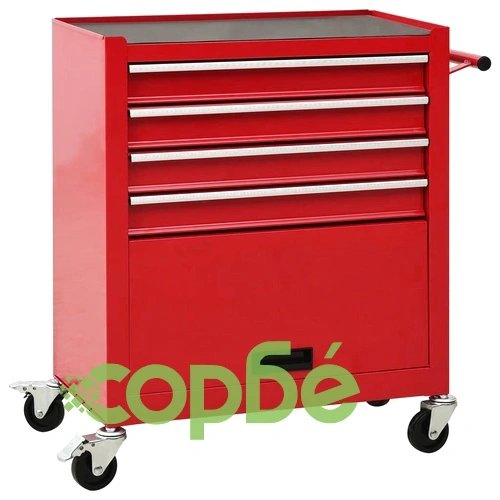 Количка за инструменти с 4 чекмеджета, стомана, червена ➤ топ цена ➤ sorbe.bg
