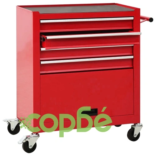 Количка за инструменти с 4 чекмеджета, стомана, червена ➤ топ цена ➤ sorbe.bg