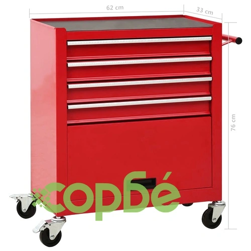 Количка за инструменти с 4 чекмеджета, стомана, червена ➤ топ цена ➤ sorbe.bg