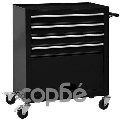 Количка за инструменти с 4 чекмеджета, стомана, черна ➤ топ цена ➤ sorbe.bg