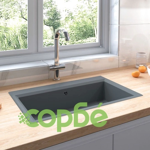 Кухненска мивка Сив 79 x 50 x 31 см Гранит ➤ топ цена ➤ sorbe.bg