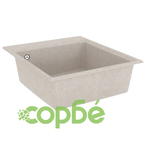 Кухненска мивка с преливник, бежова, гранит ➤ топ цена ➤ sorbe.bg