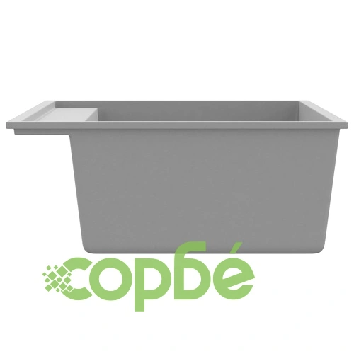 Кухненска мивка с преливник, сива, гранит ➤ топ цена ➤ sorbe.bg