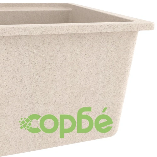 Кухненска мивка с преливник, бежова, гранит ➤ топ цена ➤ sorbe.bg