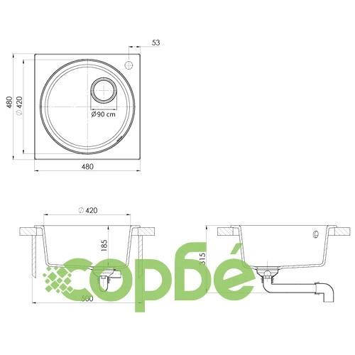 Кухненска мивка с преливник, черна, гранит ➤ топ цена ➤ sorbe.bg