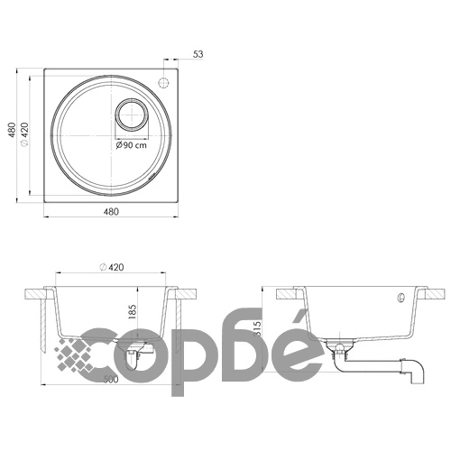 Кухненска мивка с преливник, сива, гранит ➤ топ цена ➤ sorbe.bg