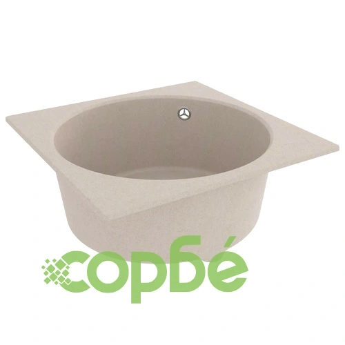 Кухненска мивка с преливник, бежова, гранит ➤ топ цена ➤ sorbe.bg