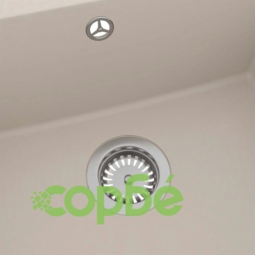 Кухненска мивка с преливник, бежова, гранит ➤ топ цена ➤ sorbe.bg