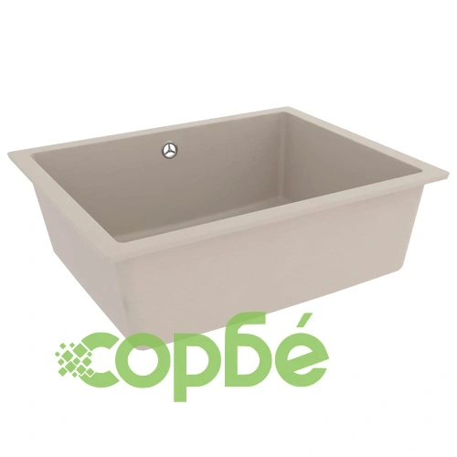 Кухненска мивка с преливник, бежова, гранит ➤ топ цена ➤ sorbe.bg