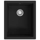 Кухненска мивка с преливник, черна, гранит
