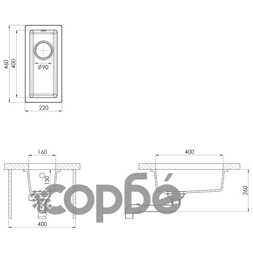 Кухненска мивка с преливник, черна, гранит ➤ топ цена ➤ sorbe.bg