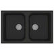 Кухненска мивка с преливник, двойно корито, черна, гранит