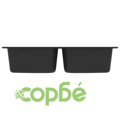 Кухненска мивка с преливник, двойно корито, черна, гранит ➤ топ цена ➤ sorbe.bg