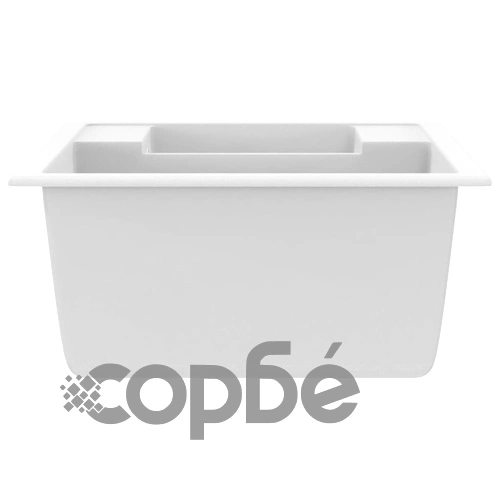 Кухненска мивка с преливник, двойно корито, бяла, гранит ➤ топ цена ➤ sorbe.bg