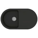 Кухненска мивка с преливник, овал, черна, гранит