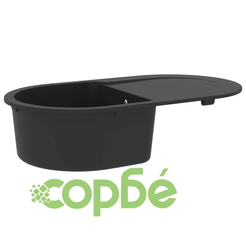 Кухненска мивка с преливник, овал, черна, гранит ➤ топ цена ➤ sorbe.bg