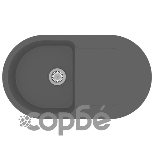 Кухненска мивка с преливник, овал, сива, гранит ➤ топ цена ➤ sorbe.bg