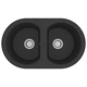 Кухненска мивка с двойно корито, овална, черна, гранит