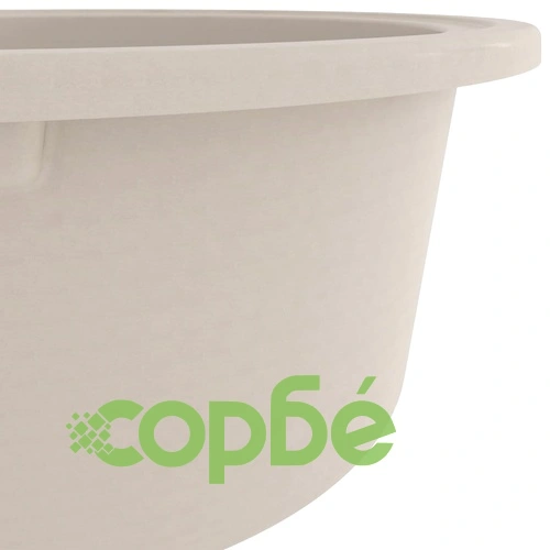 Кухненска мивка с двойно корито, овална, бежова, гранит ➤ топ цена ➤ sorbe.bg