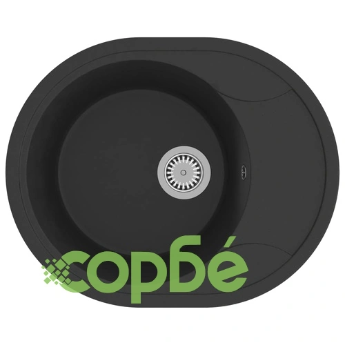 Кухненска мивка с преливник, овал, черна, гранит ➤ топ цена ➤ sorbe.bg